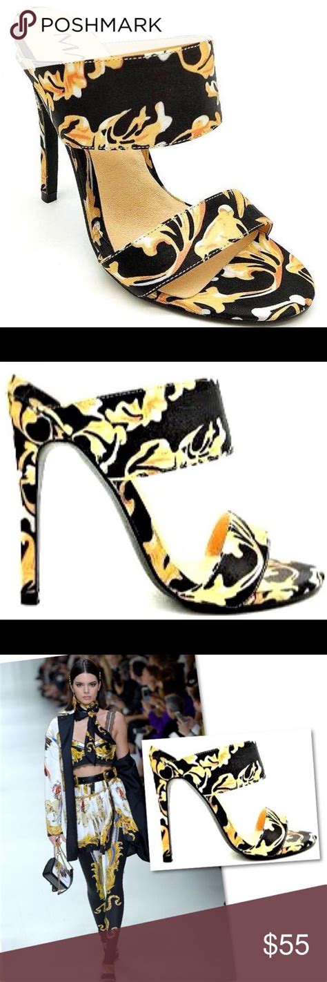 mackin j versace inspired print heels